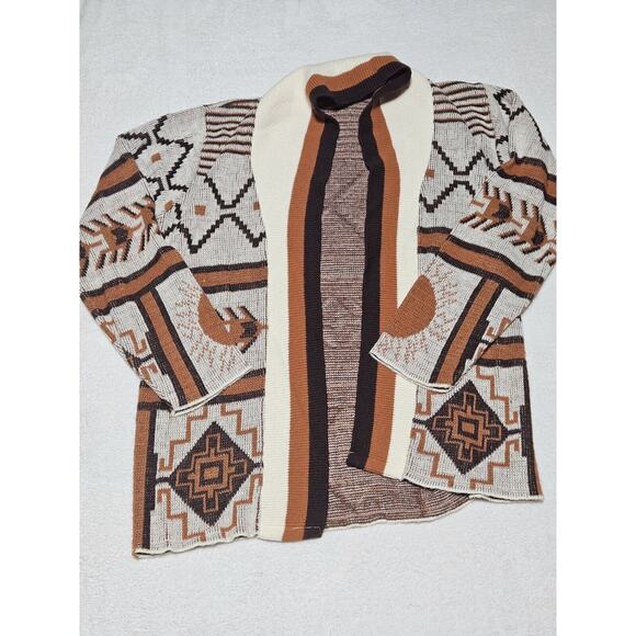 Fringes Southwest Aztec Cardigan Sweater Womens S Acrylic Fringe Native Navajo - Picture 2 of 8